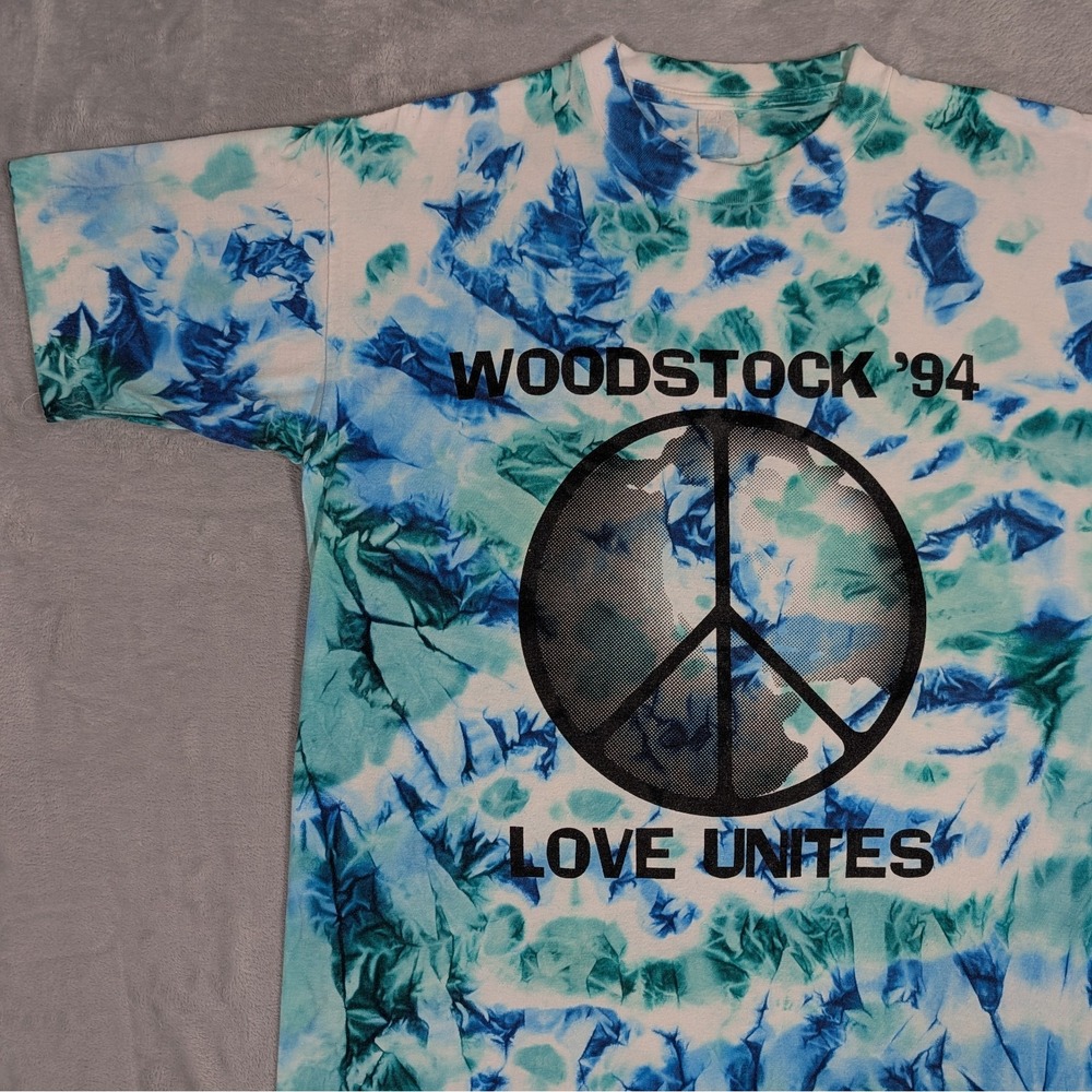 Vintage Woodstock 94 Single Stitch 90s Music Festival T Shirt Mens Large Tie Dye